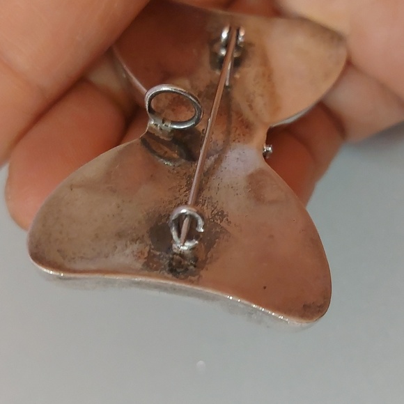 Vintage Antique 925 Sterling Silver Puffy Bow Brooch Pin or Pin Chunky Large - Picture 3 of 7